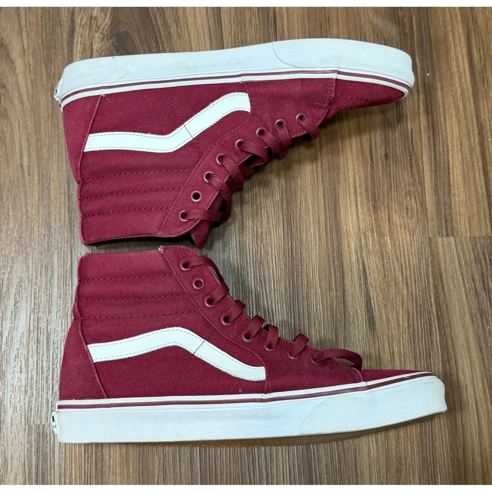 Vans Sk8-Hi Burgundy Maroon High Top Canvas Skateboarding Shoes Mens Sz 10
